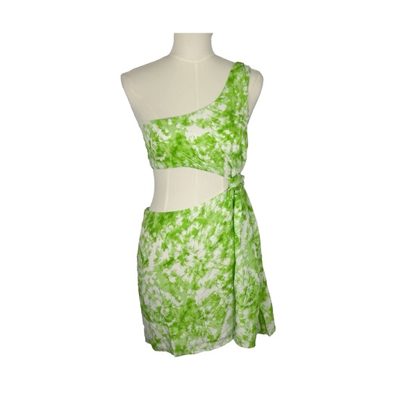 NEW For Love & Lemons Devon Mini‎ Dress Large Cut Out Y2K One Shoulder Sexy $198 - Picture 5 of 16